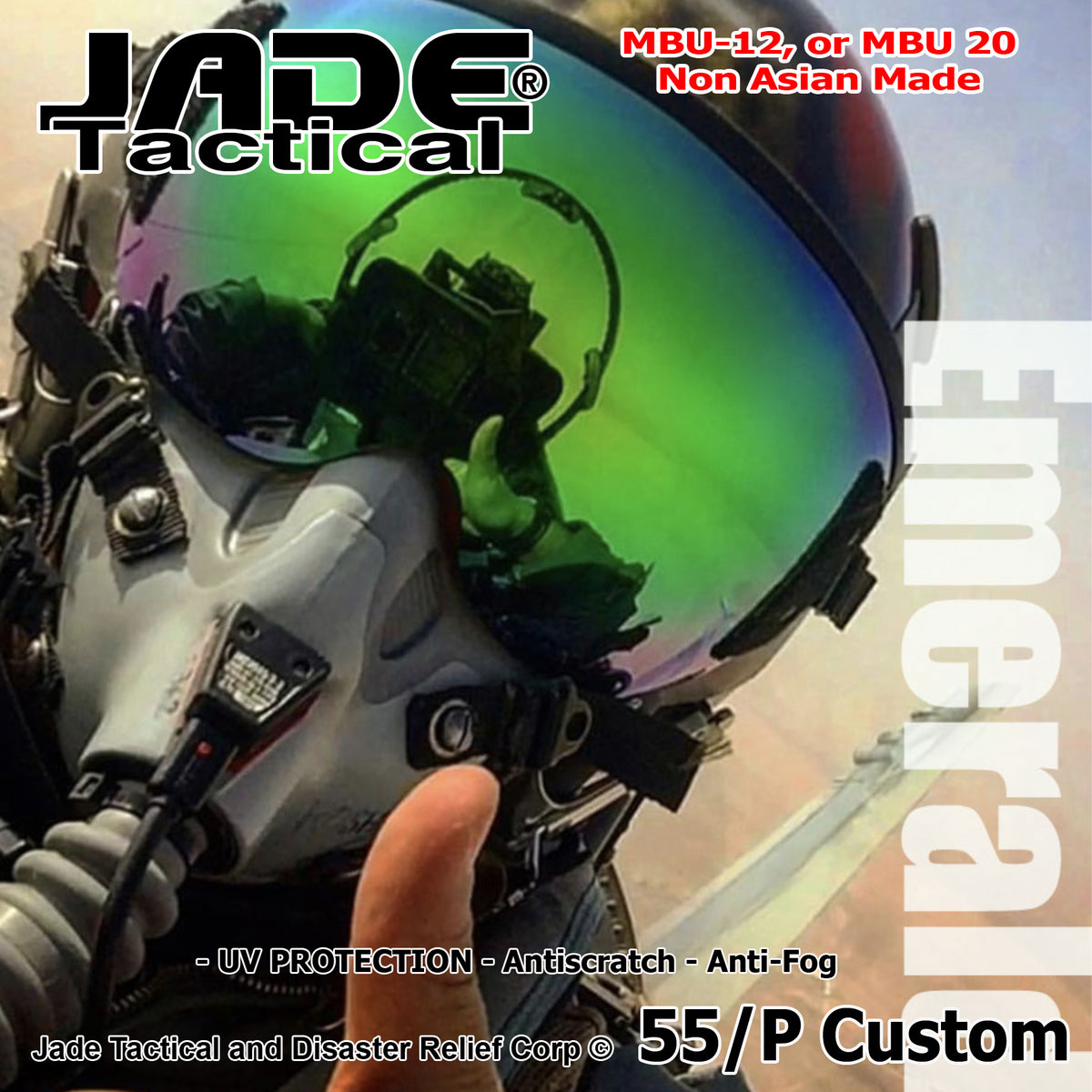 HGU-55, 68, 84/P Flight Helmet Iridium Visors 4th Generation – Jade Tactical